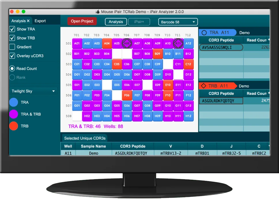 User interface of the iPair Analyzer bioinformatics demo