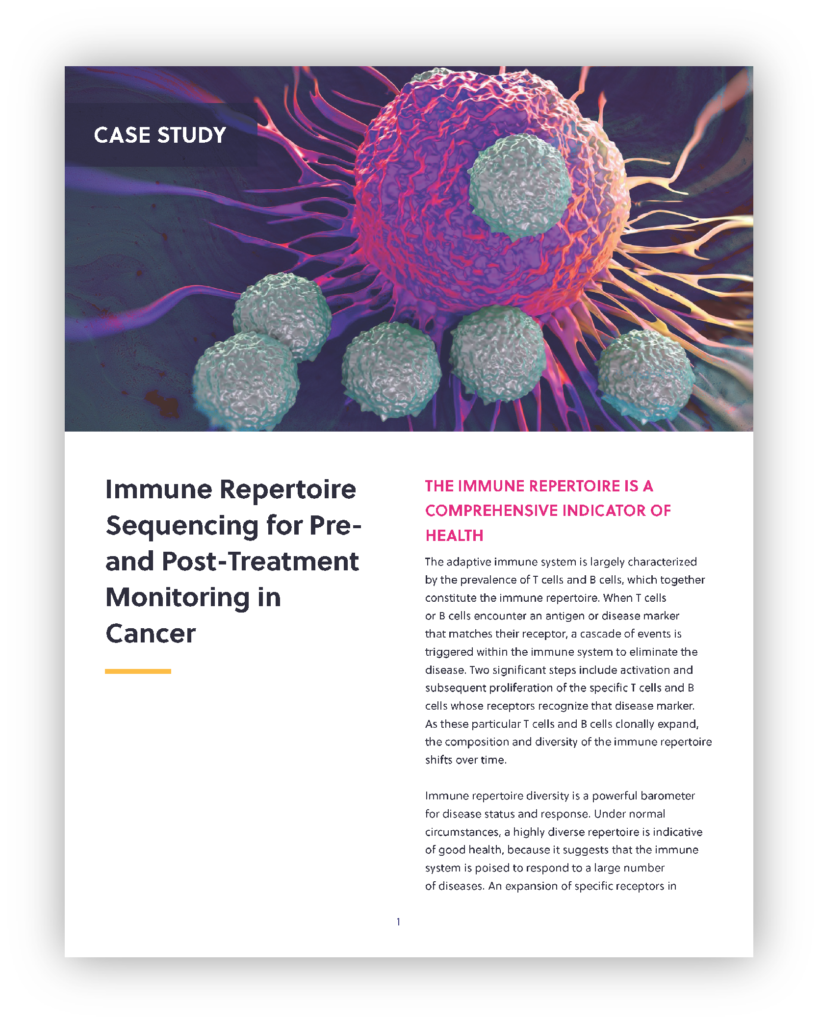 SITC Case Study: Immune Repertoire Sequencing for Pre- and Post-Treatment Monitoring in Cancer thumbnail. Download the full case study now.