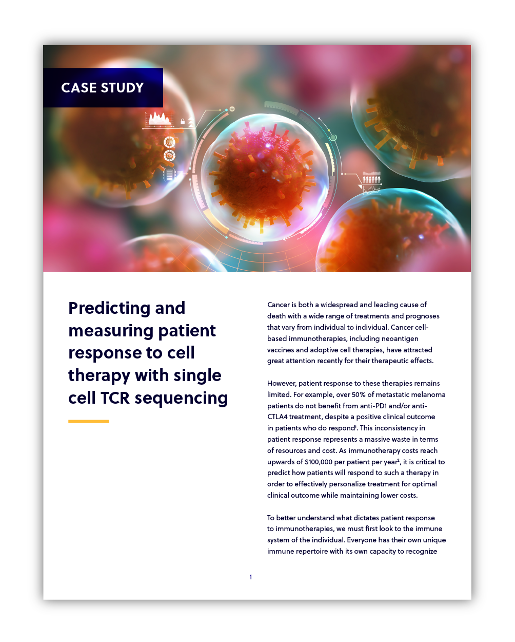 Thumbnail of the first page of the Cell Therapy Case Study: Predicting and measuring patient response to cell therapy with single cell TCR sequencing